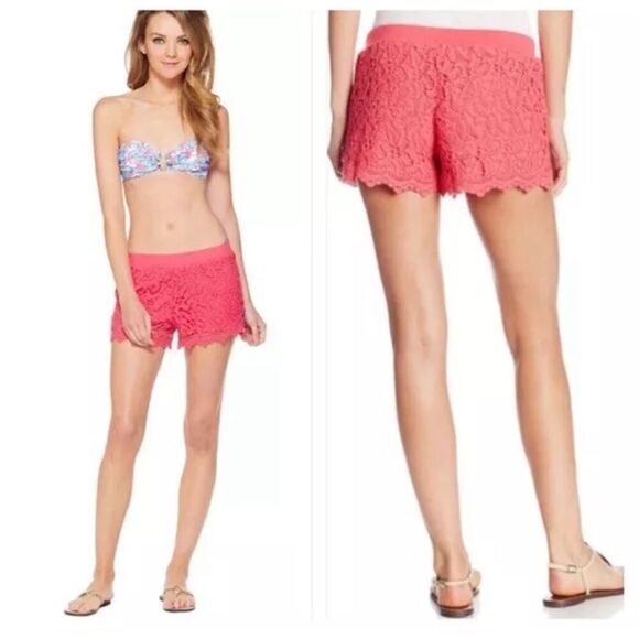 Lilly Pulitzer Lacie Lipstick Pink Zinni Lace Women’s Size Medium NWT - Picture 1 of 6